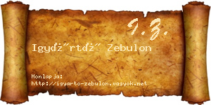 Igyártó Zebulon névjegykártya